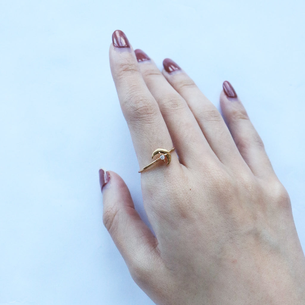 Crescent Moon Ring (Gold Plated)