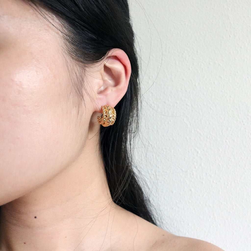Braided Micro Hoops (18K Gold Plated)