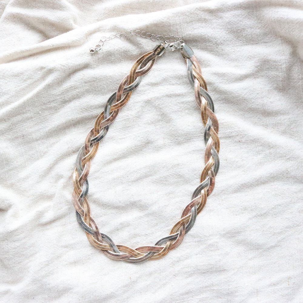 Plaid Necklace in Mix (Gold Plated)
