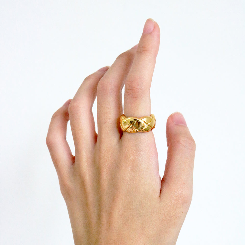 Quilted Open Ring in Gold (Gold Plated)