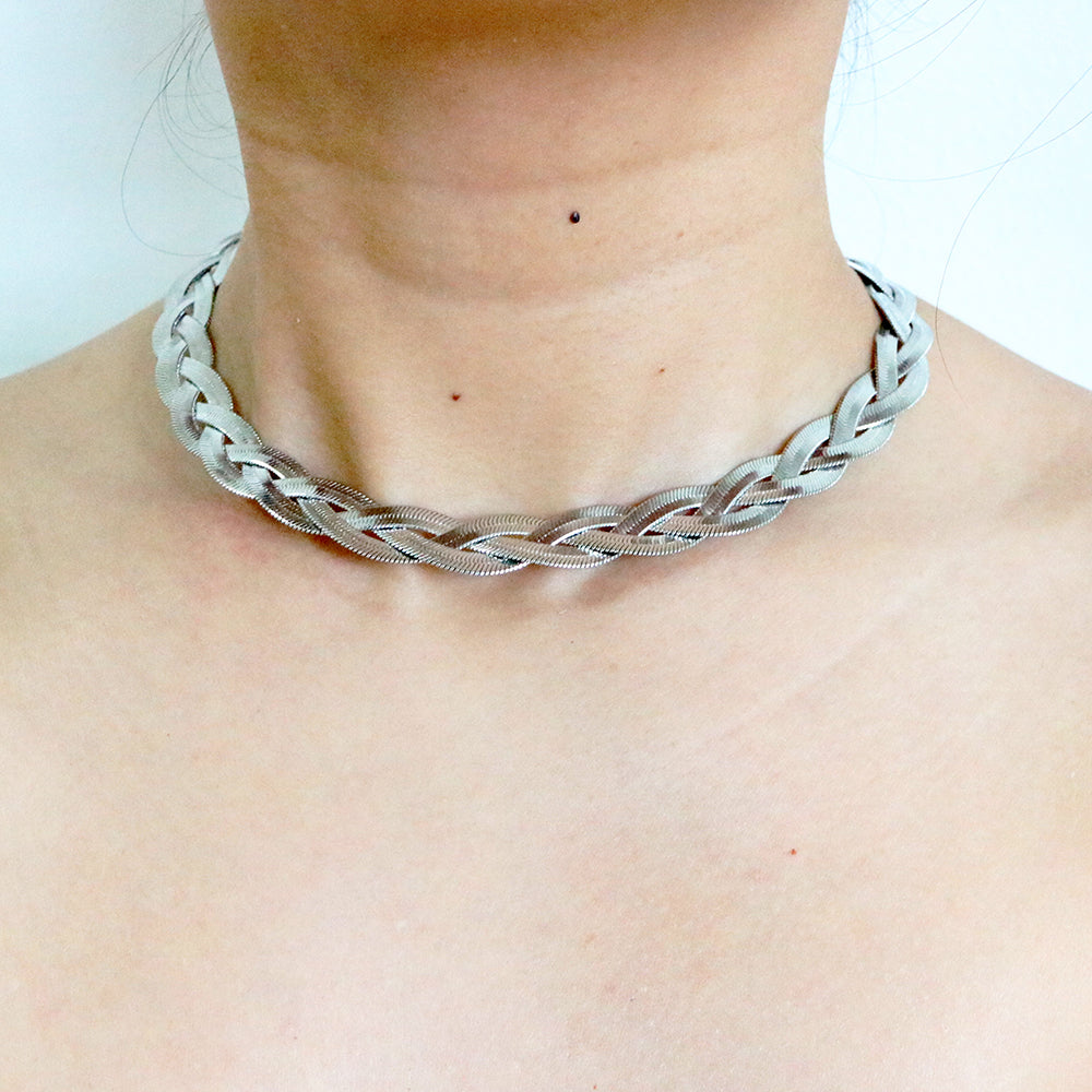 Plaid Necklace in Silver (Gold Plated)
