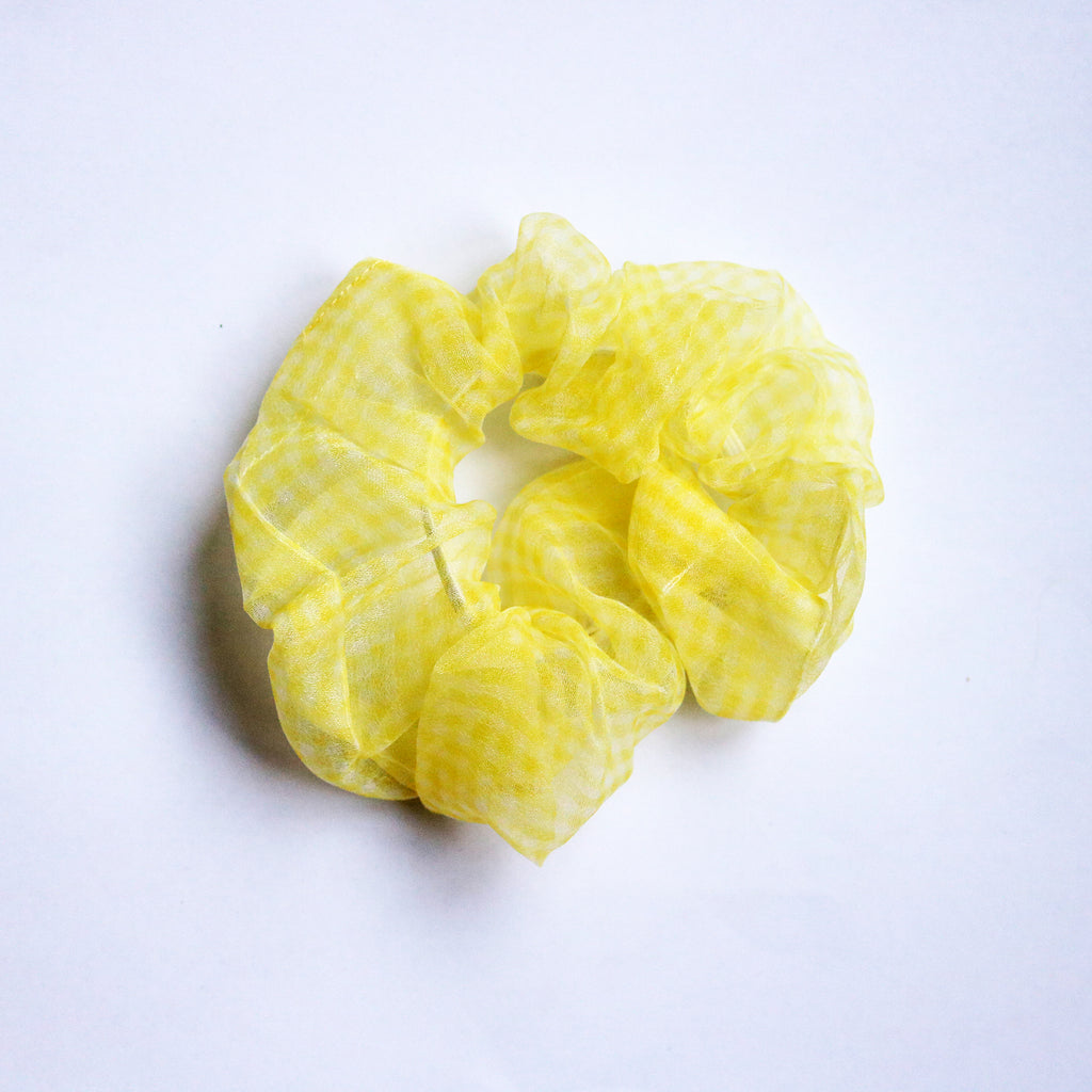 Gingham Organza Scrunchie in Sunshine