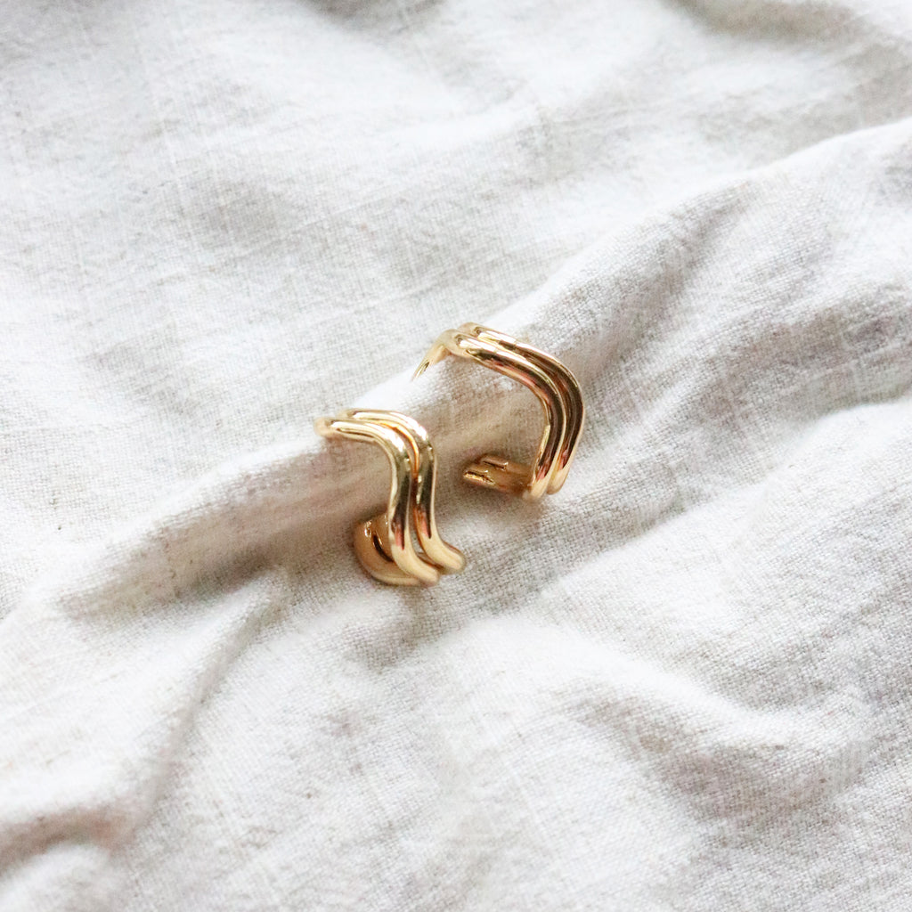 Curly Duo Hoops (Gold Plated)