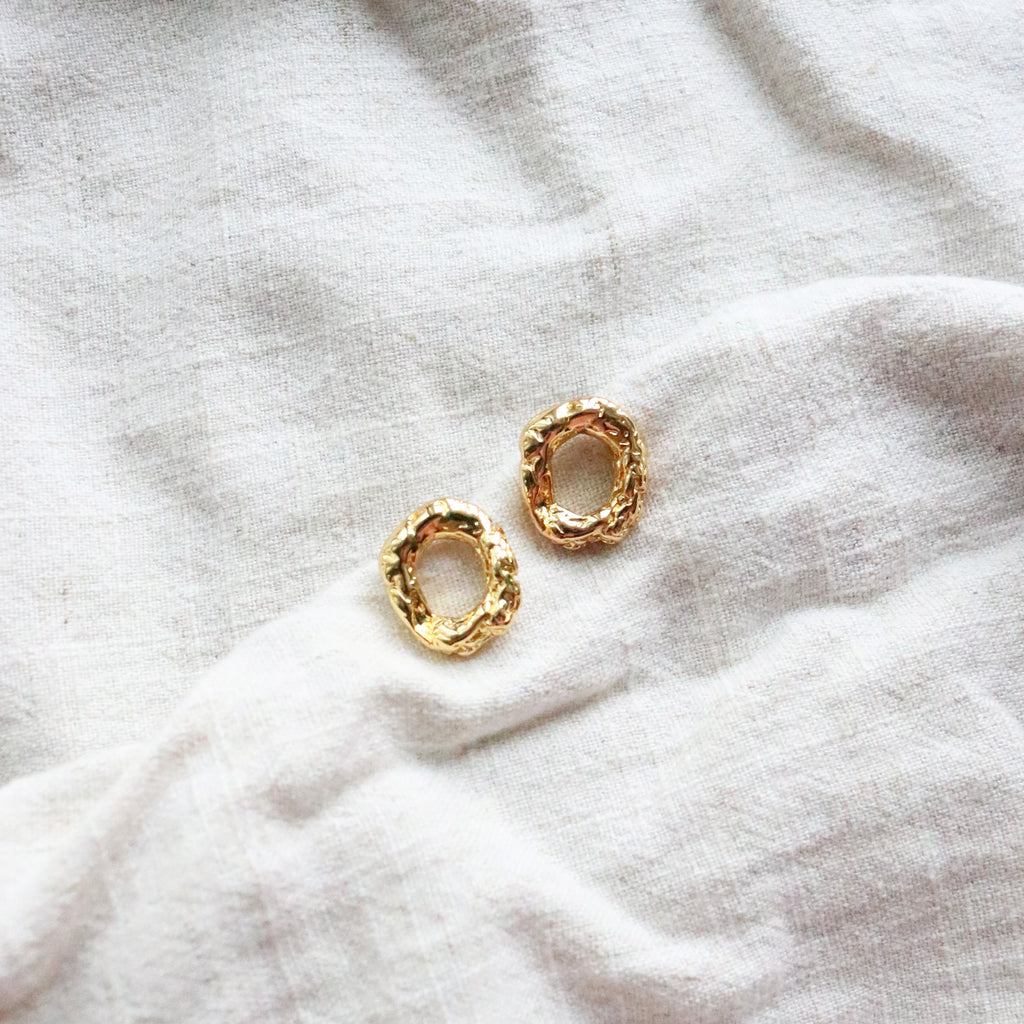 Crinkle Donut Studs (Gold Plated)