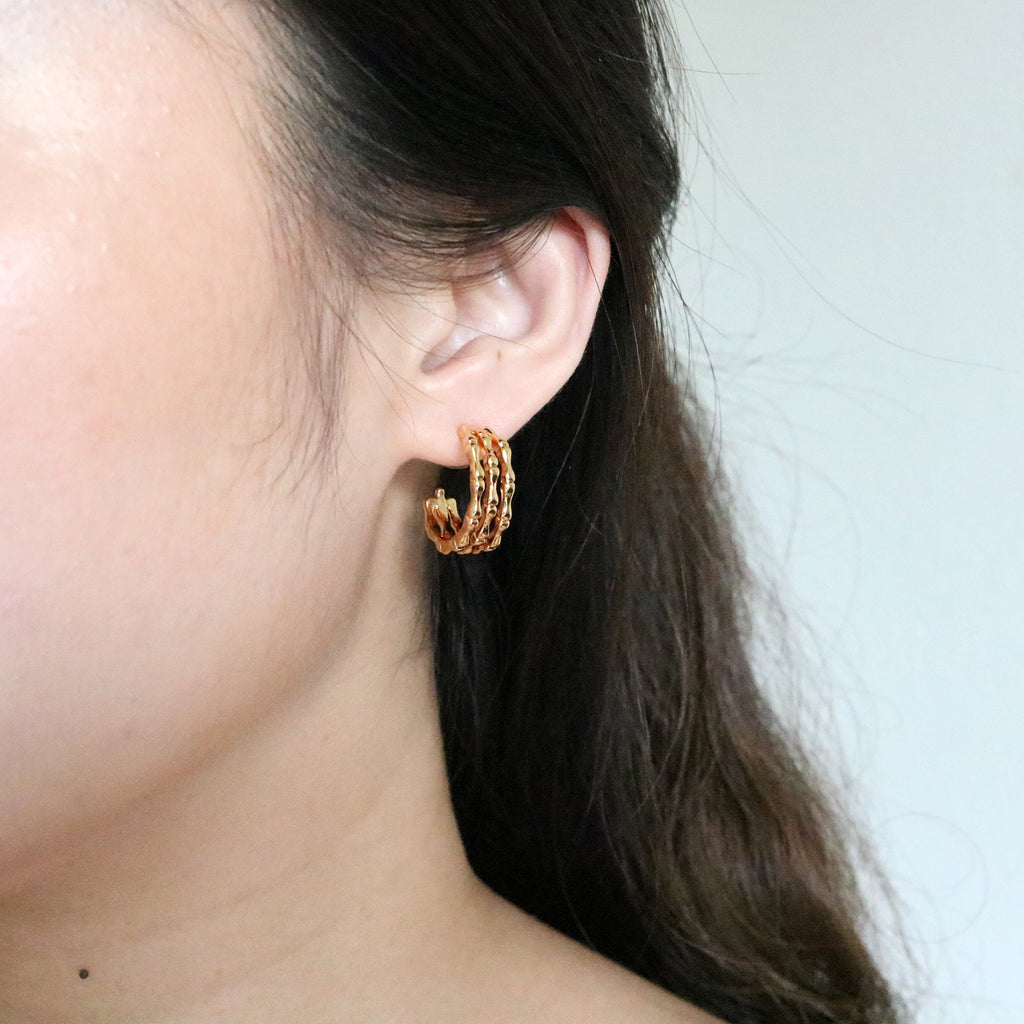 Boney Claw Hoops (Gold Plated)