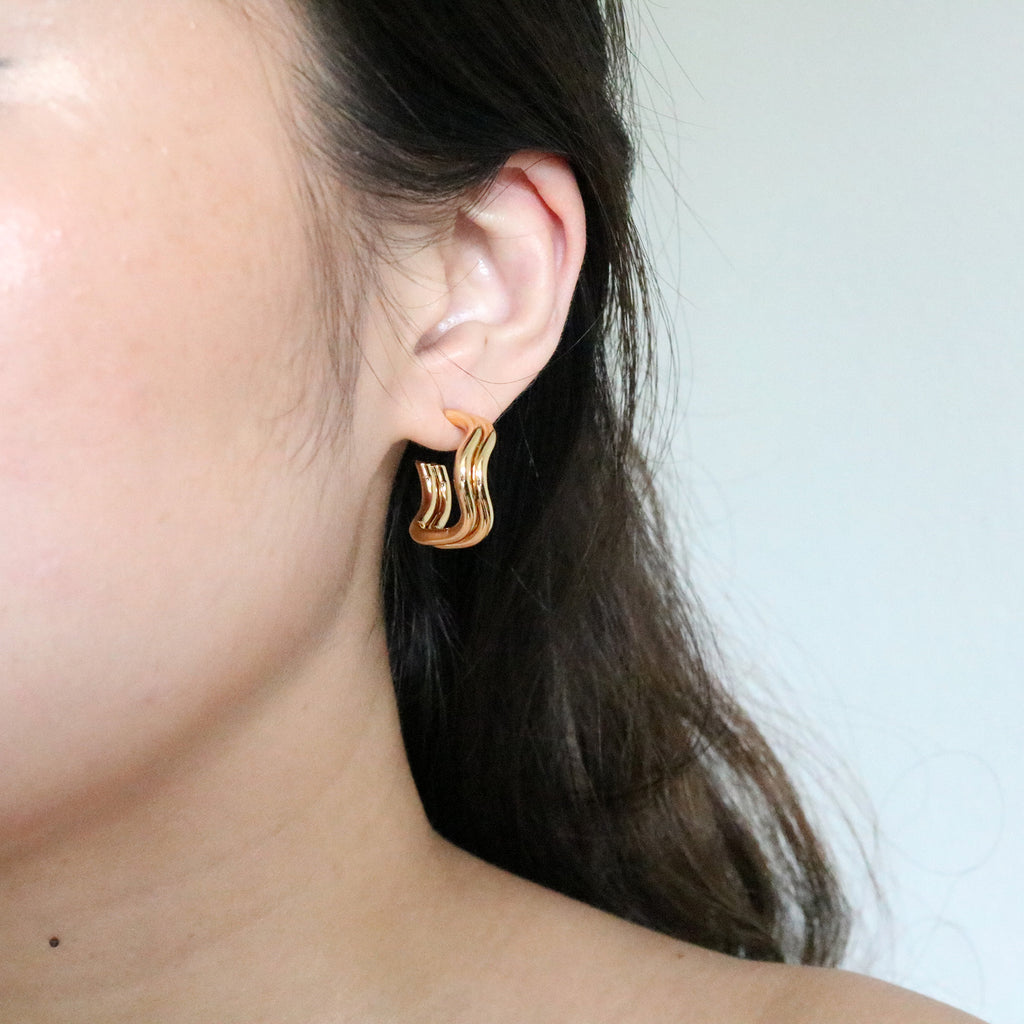 Curly Duo Hoops (Gold Plated)