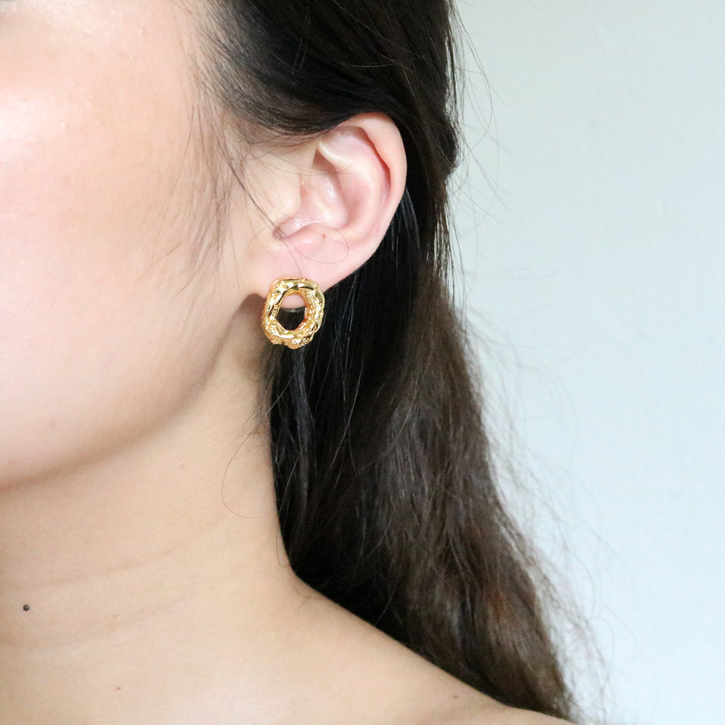 Crinkle Donut Studs (Gold Plated)