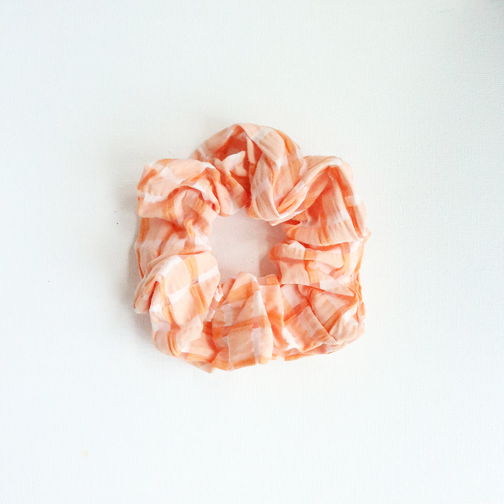 Plaid Scrunchie in Tangerine