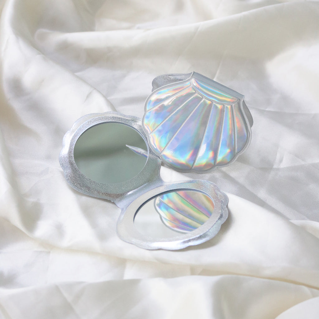 Mermaid Shell Pocket Mirror (Silver)