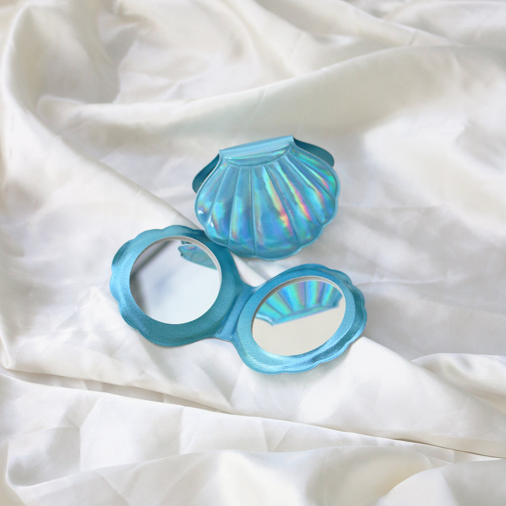 Mermaid Shell Pocket Mirror (Blue)