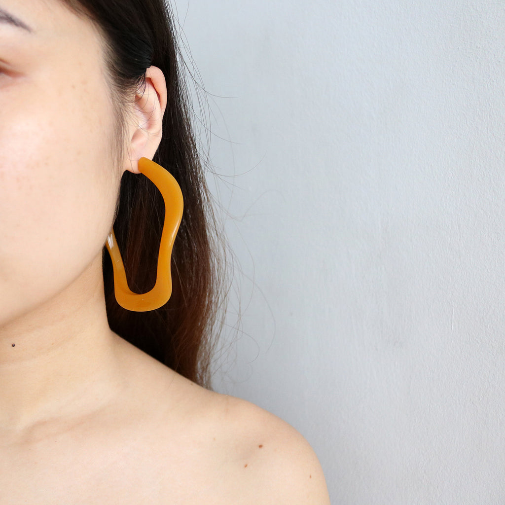 Giant Curly Hoops in Mustard