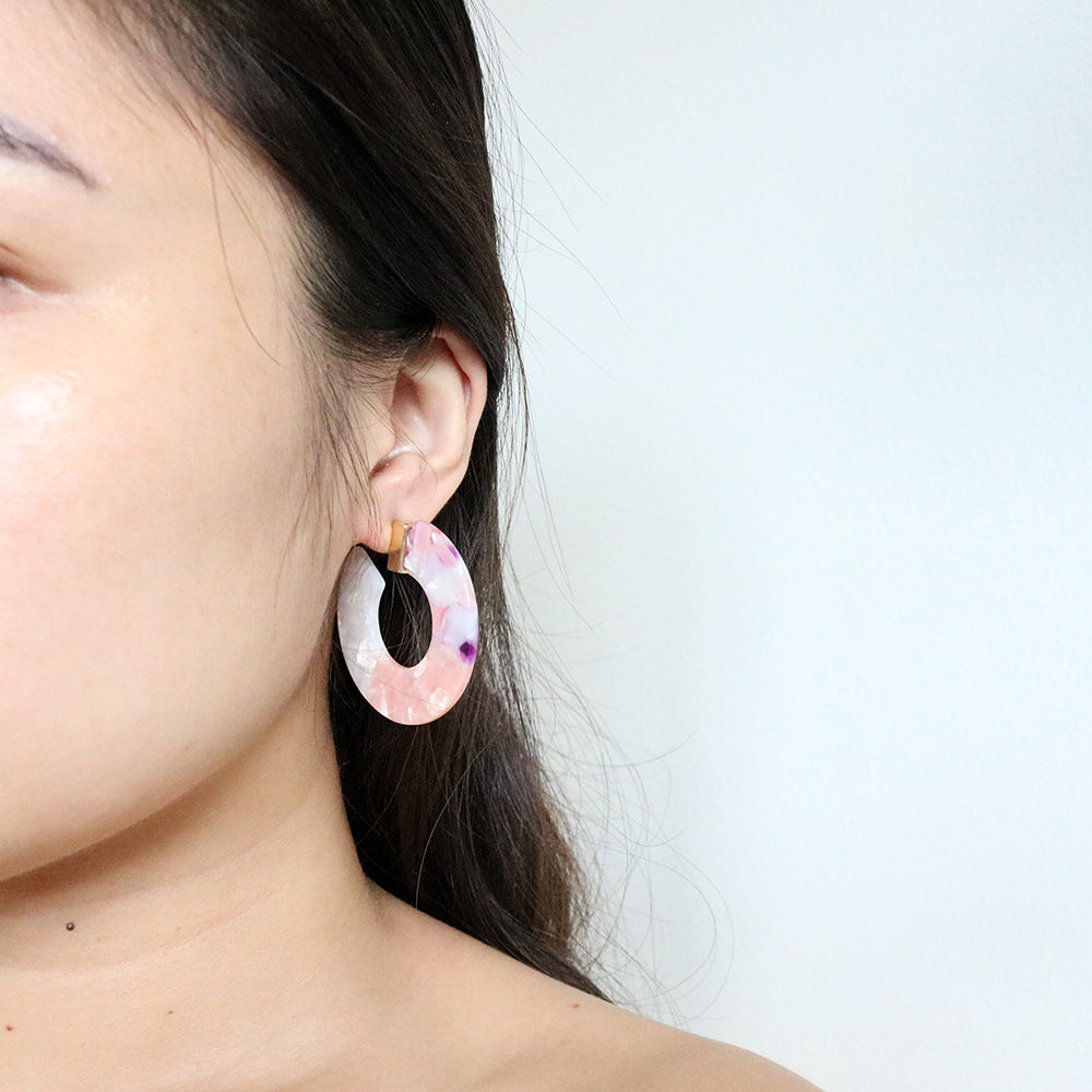 Coral Hoops in Pink Sand