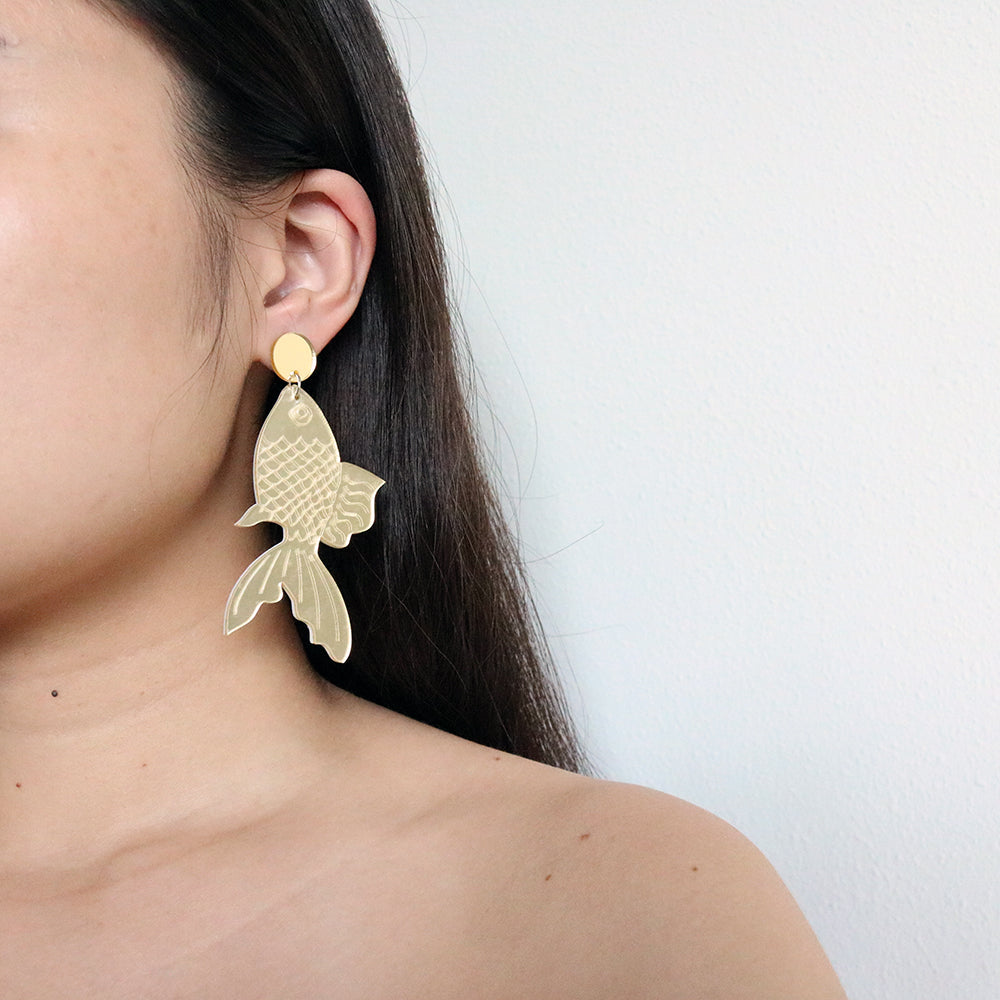 Koi Earrings in Gold