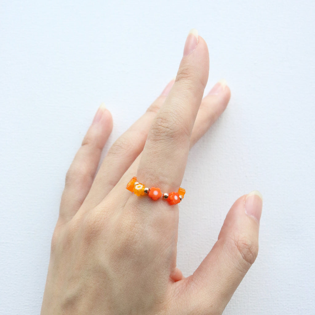 Candy Beaded Ring (Tangerine)