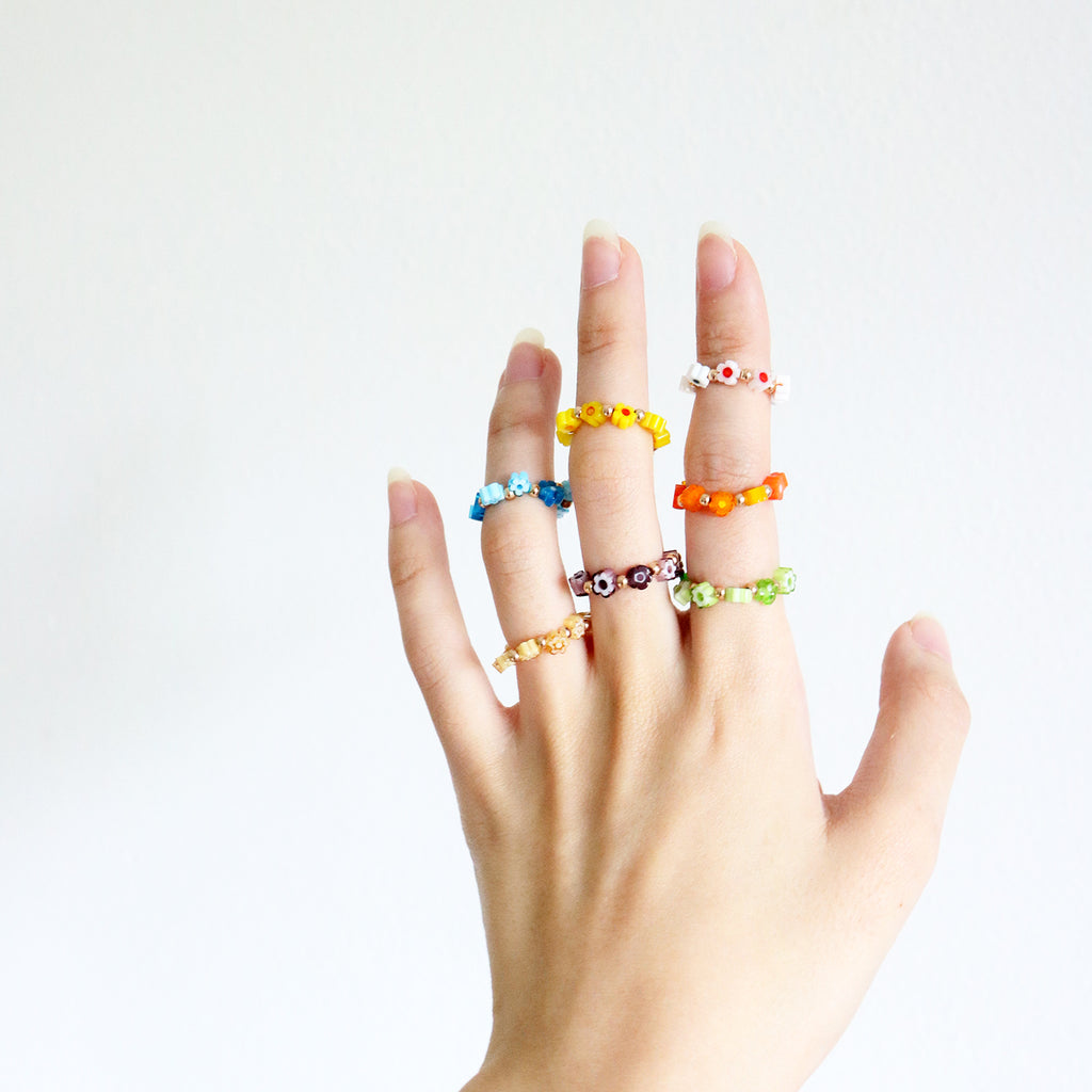 Candy Beaded Ring (Tangerine)