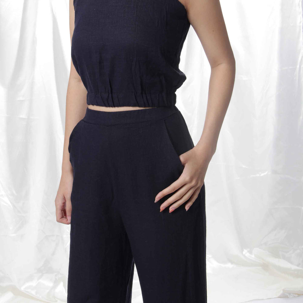 Relaxed Linen Pants in Midnight