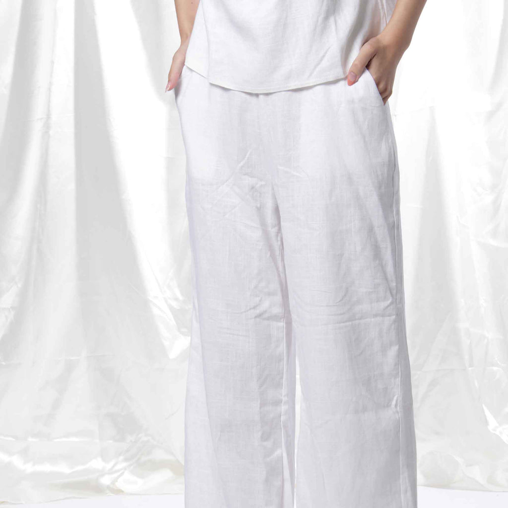 Relaxed Linen Pants in White